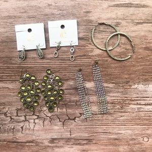 Bundle 5 pairs crystal rhinestones party earrings